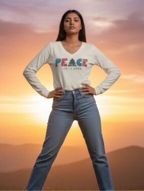 Life Is Good PEACE Long Sleeve Graphic Tee Size XL